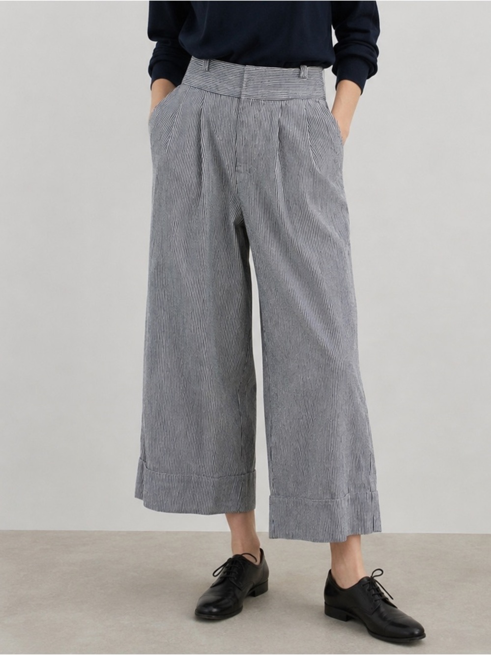 Macphee Tomorrowland Japan Hickory Stripe Wide Leg Cropped Pants Women’s XS